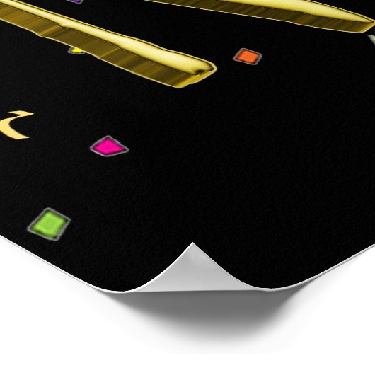 Gelukkig nieuwjaar - Gold Text op zwarte Confetti Poster (Hoek)