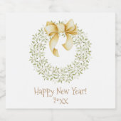 Gelukkig nieuwjaar Gold Waterverf op maat Sparkling Wijnetiket (Enkel label)