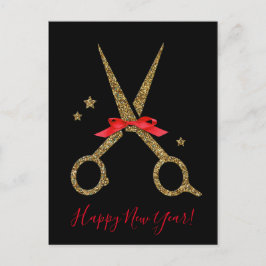 Gelukkig Nieuwjaar - Golden Hair SALON schaar Briefkaart