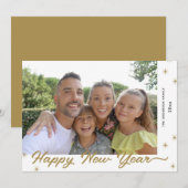 Gelukkig Nieuwjaar Goud Calligraphy Foto Feestdagenkaart (Voorkant / Achterkant)