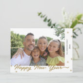 Gelukkig Nieuwjaar Goud Calligraphy Foto Feestdagenkaart (Staand voorkant)