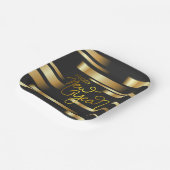 Gelukkig Nieuwjaar Goud Gestreept Papieren Bordje (Gebogen)