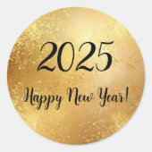 Gelukkig nieuwjaar goud metallic sprankelt ronde sticker (Voorkant)