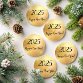 Gelukkig nieuwjaar goud metallic sprankelt ronde sticker