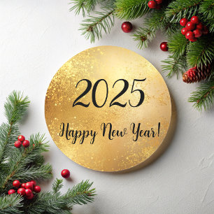 Gelukkig nieuwjaar goud metallic sprankelt ronde sticker