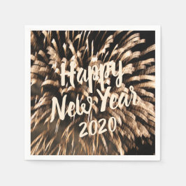 Gelukkig Nieuwjaar Goud Vuurwerk Celebration Foto Servet
