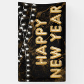 Gelukkig Nieuwjaar Goud & Zwart Ballon Lights Spandoek (Verticaal)