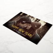 Gelukkig nieuwjaar. Goudeenvoudige typografie Folie Feestdagenkaart (Gedraaid)