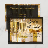 Gelukkig Nieuwjaar Gouden Champagne glazen Kaart (Voorkant / Achterkant)