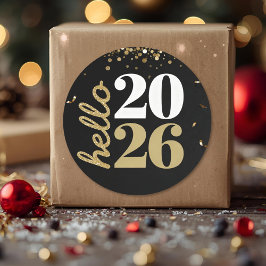 gelukkig nieuwjaar gouden glitters ronde sticker