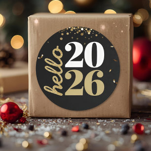 gelukkig nieuwjaar gouden glitters ronde sticker