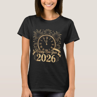 Gelukkig Nieuwjaar Gouden Lint Sterren Feestelijk T-shirt