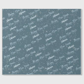 Gelukkig Nieuwjaar Gouden Script Blauw Celesty Gri Cadeaupapier (Vlak)