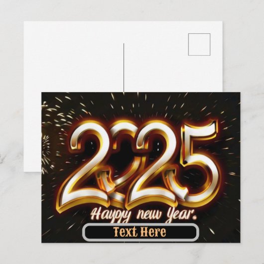 Gelukkig Nieuwjaar gouden typografie cadeaubon 202 Briefkaart (Voorkant / Achterkant)