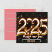 Gelukkig nieuwjaar gouden typografie uitnodigingsk kaart (Voorkant / Achterkant)