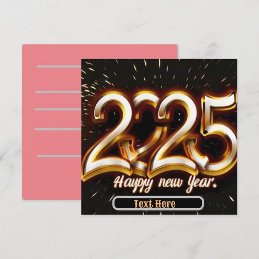 Gelukkig nieuwjaar gouden typografie uitnodigingsk kaart (Voorkant / Achterkant)