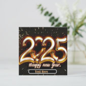 Gelukkig nieuwjaar gouden typografie uitnodigingsk kaart (Staand voorkant)