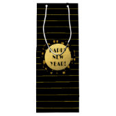 Gelukkig nieuwjaar, goudolie, zwarte wastas wijn cadeautas (Achterkant)