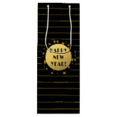 Gelukkig nieuwjaar, goudolie, zwarte wastas wijn cadeautas (Voorkant)