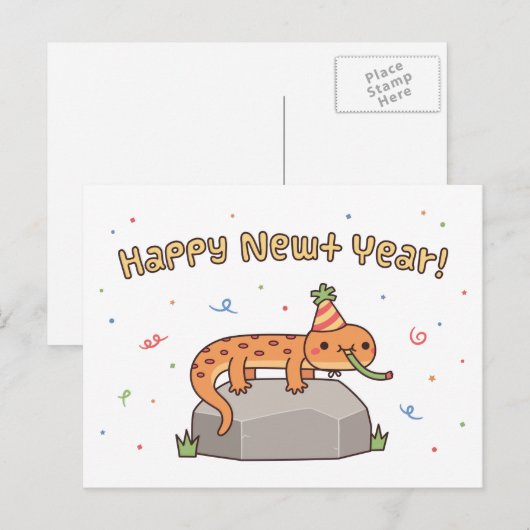 Gelukkig Nieuwjaar, Grappig Nieuwjaar Groet Briefkaart (Voorkant / Achterkant)