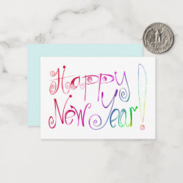 Gelukkig Nieuwjaar groet regenboog handlettering N Notitiekaartje