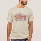 Gelukkig Nieuwjaar groovy retro typografie T-shirt (Voorkant)
