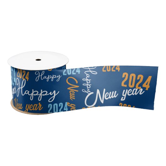 Gelukkig Nieuwjaar Grosgrain Lint (Spoel)