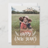 Gelukkig Nieuwjaar Handgetekende dennenbessen foto Feestdagenkaart (Voorkant)