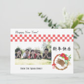 Gelukkig nieuwjaar - het Jaar van de Varkens - Feestdagenkaart (Staand voorkant)