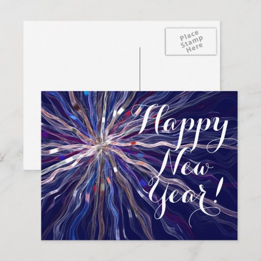 "Gelukkig Nieuwjaar" Holiday Star Ribbon Feestdagenkaart (Voorkant / Achterkant)