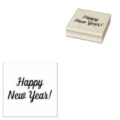 Gelukkig Nieuwjaar Houten Blok Opgezette Rubberste Rubberstempel (Gestempeld)