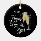 Gelukkig Nieuwjaar I Champagneglazen en Confetti Keramisch Ornament (Achterkant)