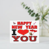 Gelukkig nieuwjaar Ik hou van je Feestdagenkaart (Staand voorkant)