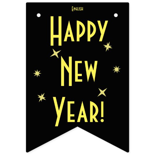 Gelukkig nieuwjaar in 16 talen | Internationaal Vlaggetjes (Eerste vlag)