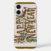 Gelukkig nieuwjaar in boomstammen, eikels en bloem Case-Mate iPhone case (Achterkant)