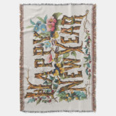 Gelukkig nieuwjaar in boomstammen, eikels en bloem deken (Voorkant Verticaal)