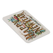 Gelukkig nieuwjaar in boomstammen, eikels en bloem magneet (Rechterzijde)