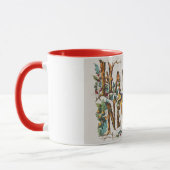 Gelukkig nieuwjaar in boomstammen, eikels en bloem mok (Links)