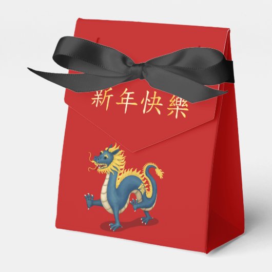 "Gelukkig Nieuwjaar" in Chinese Zodiac Dragon Bedankdoosjes (Voorkant Zijde)