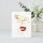 Gelukkig nieuwjaar in goud briefkaart (Staand voorkant)