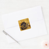 Gelukkig Nieuwjaar in goud en zwart Vierkante Sticker (Envelop)
