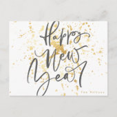 Gelukkig Nieuwjaar in grijze handgeschreven tekst Briefkaart (Voorkant)