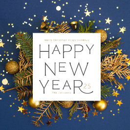 Gelukkig Nieuwjaar in grijze handgeschreven tekst  Feestdagenkaart