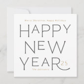 Gelukkig Nieuwjaar in grijze handgeschreven tekst  Feestdagenkaart (Voorkant)