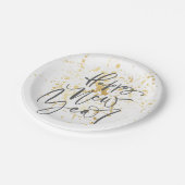 Gelukkig Nieuwjaar in grijze handgeschreven tekst Papieren Bordje (Gekanteld)