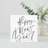 Gelukkig Nieuwjaar in handgeschreven tekst Feestdagenkaart (Staand voorkant)