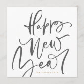 Gelukkig Nieuwjaar in handgeschreven tekst Feestdagenkaart (Achterkant)