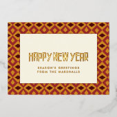 Gelukkig Nieuwjaar in het midden van de eeuw Folie Feestdagenkaart (Voorkant)