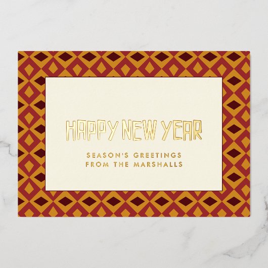 Gelukkig Nieuwjaar in het midden van de eeuw Folie Feestdagenkaart (Voorkant)