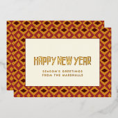 Gelukkig Nieuwjaar in het midden van de eeuw Folie Feestdagenkaart (Voorkant / Achterkant)